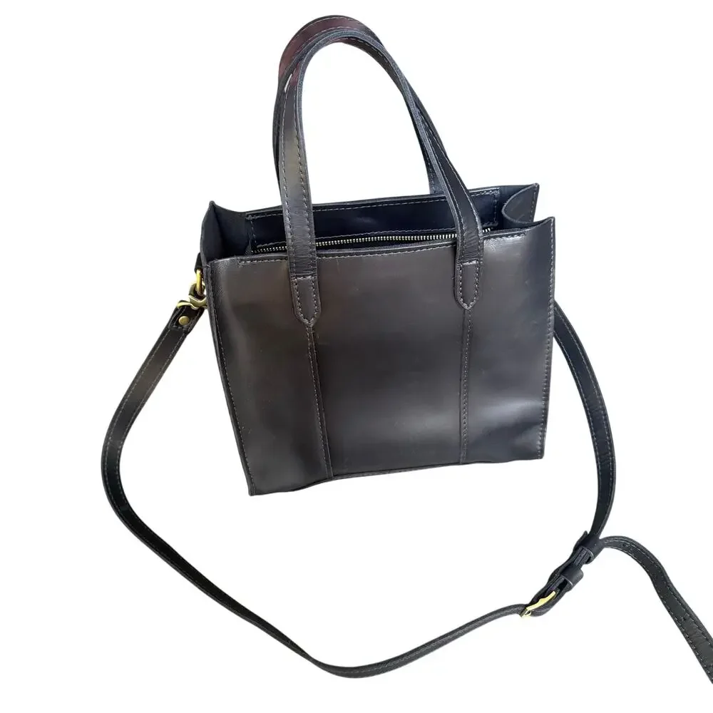 Portland Leather Goods Lola Black Handle Crossbody Detachable Strap Gold